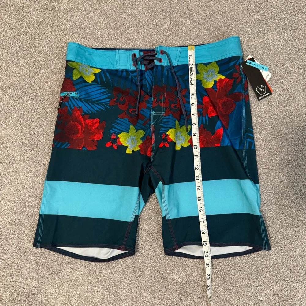 Burnside  Men’s  32  Blue  Red  Floral  Board  Shorts  Swimsuit  Vibrant  Casual
